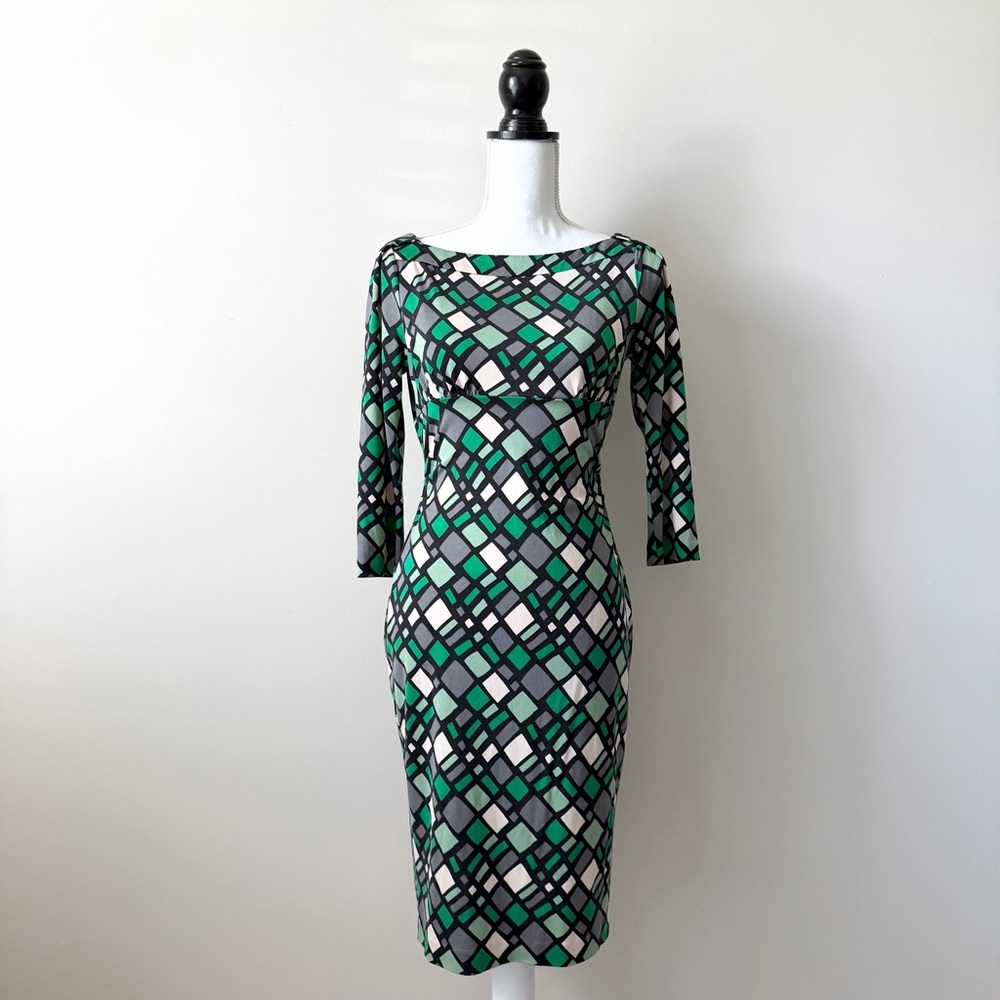 Diane Von Furstenberg Geometric Print Silk Sheath Dress